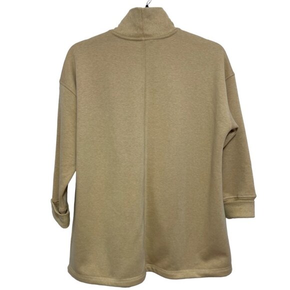 ISAAC MIZRAHI LIVE! Open Cardigan Duster Size Medium Tan Thick Knit Thigh Length - Picture 15 of 16